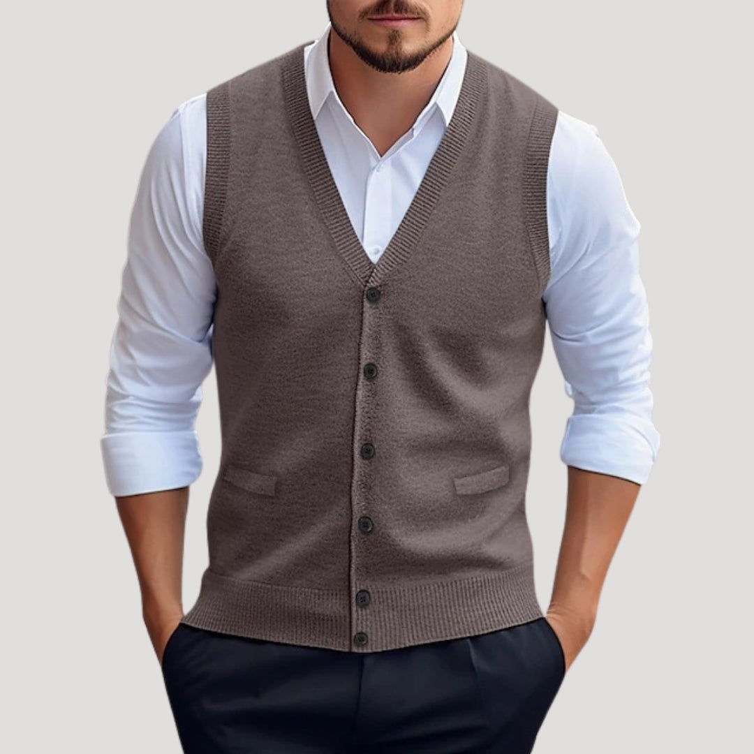 Men’s knitted waistcoat button up sleeveless jumper