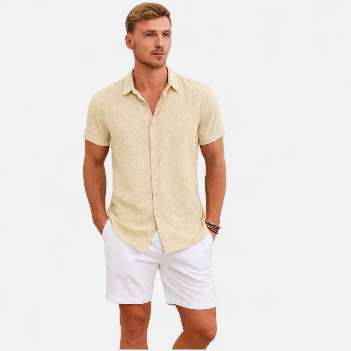 Men’s Cotton Linen Summer Shirt – Refined Ease, Coastal Sophistication