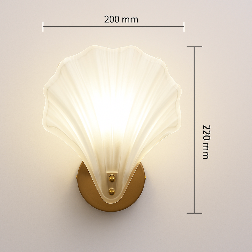 Art Deco Brass Glass Seashell Wall Sconce LED 1-Light