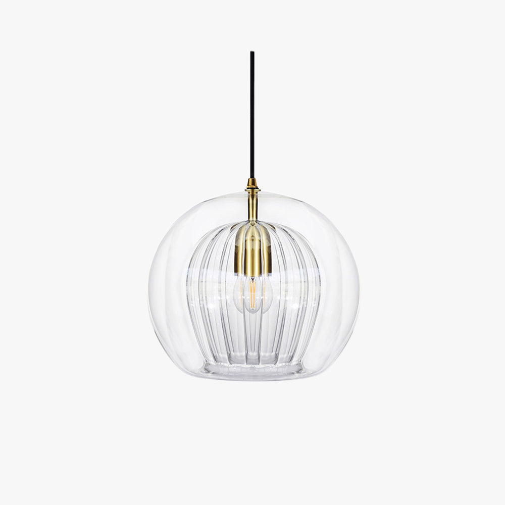 June Glass Globe Pendant Light Clear &Amber