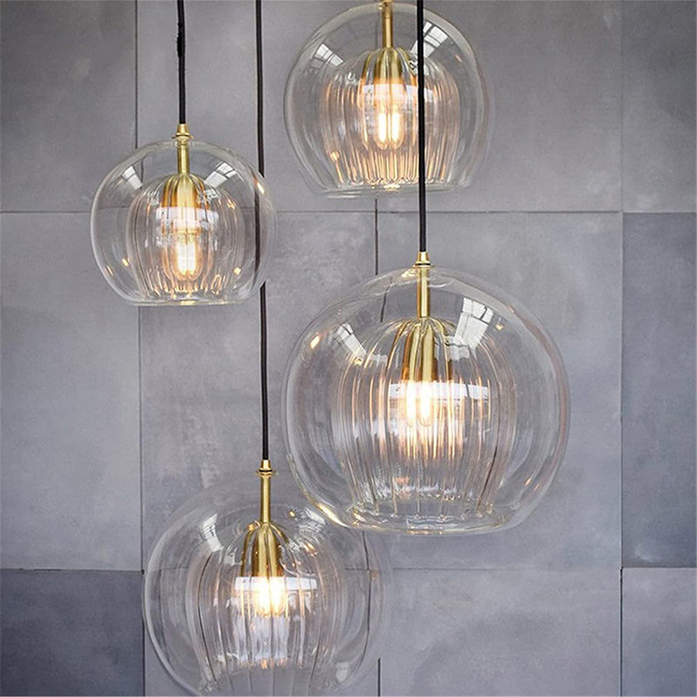 June Glass Globe Pendant Light Clear &Amber