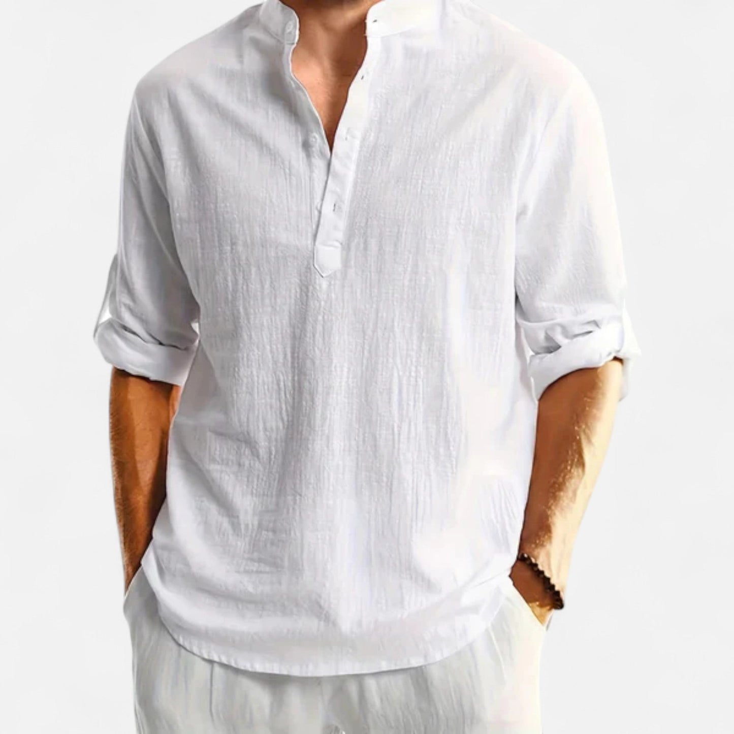 Men’s Linen Henley Shirt