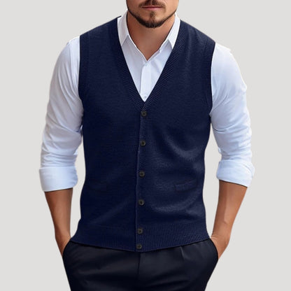Men’s knitted waistcoat button up sleeveless jumper