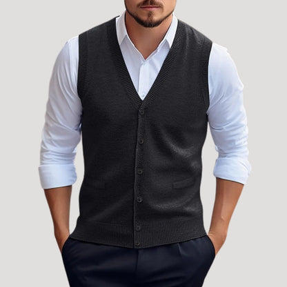 Men’s knitted waistcoat button up sleeveless jumper