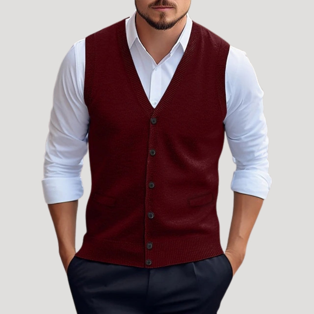 Men’s knitted waistcoat button up sleeveless jumper