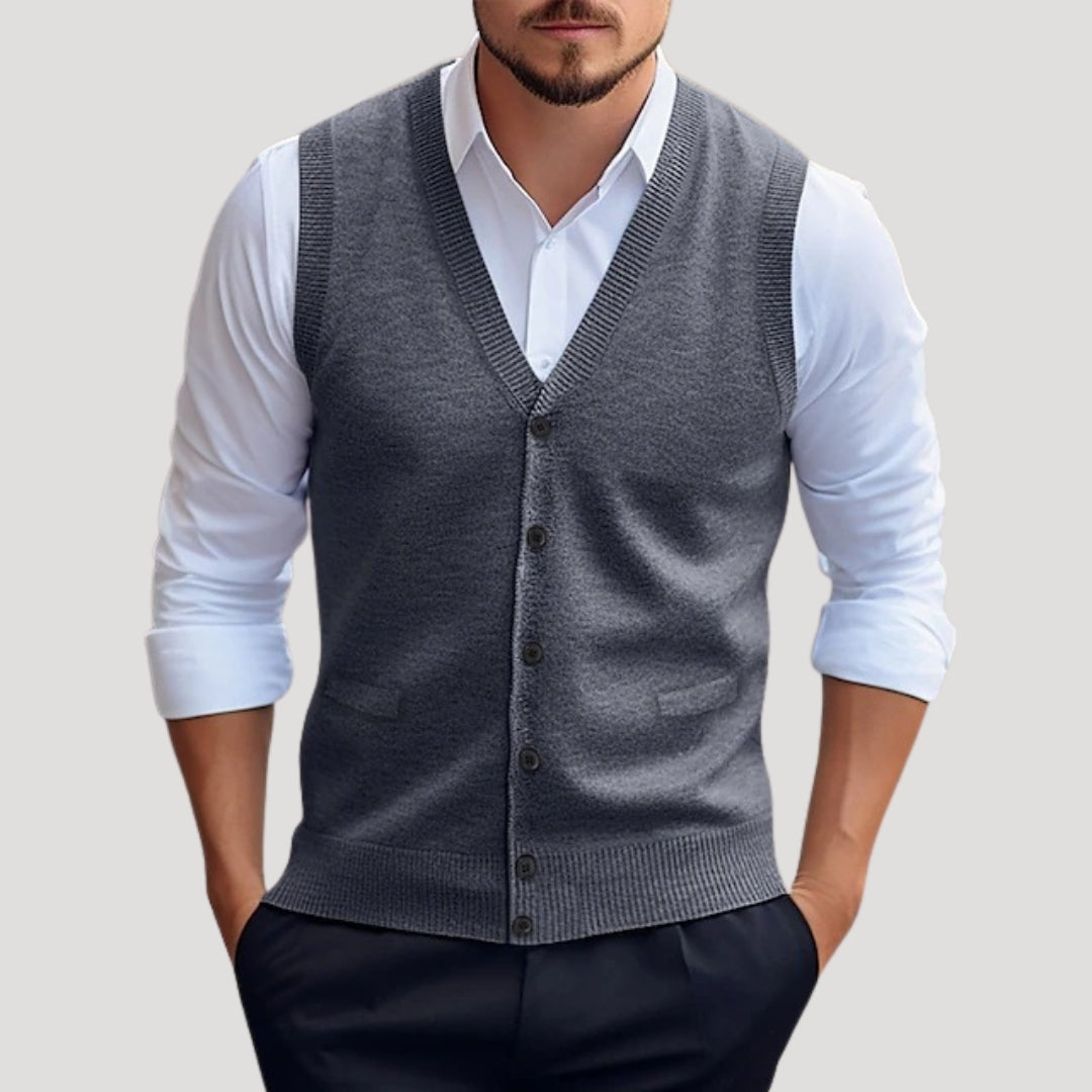 Men’s knitted waistcoat button up sleeveless jumper