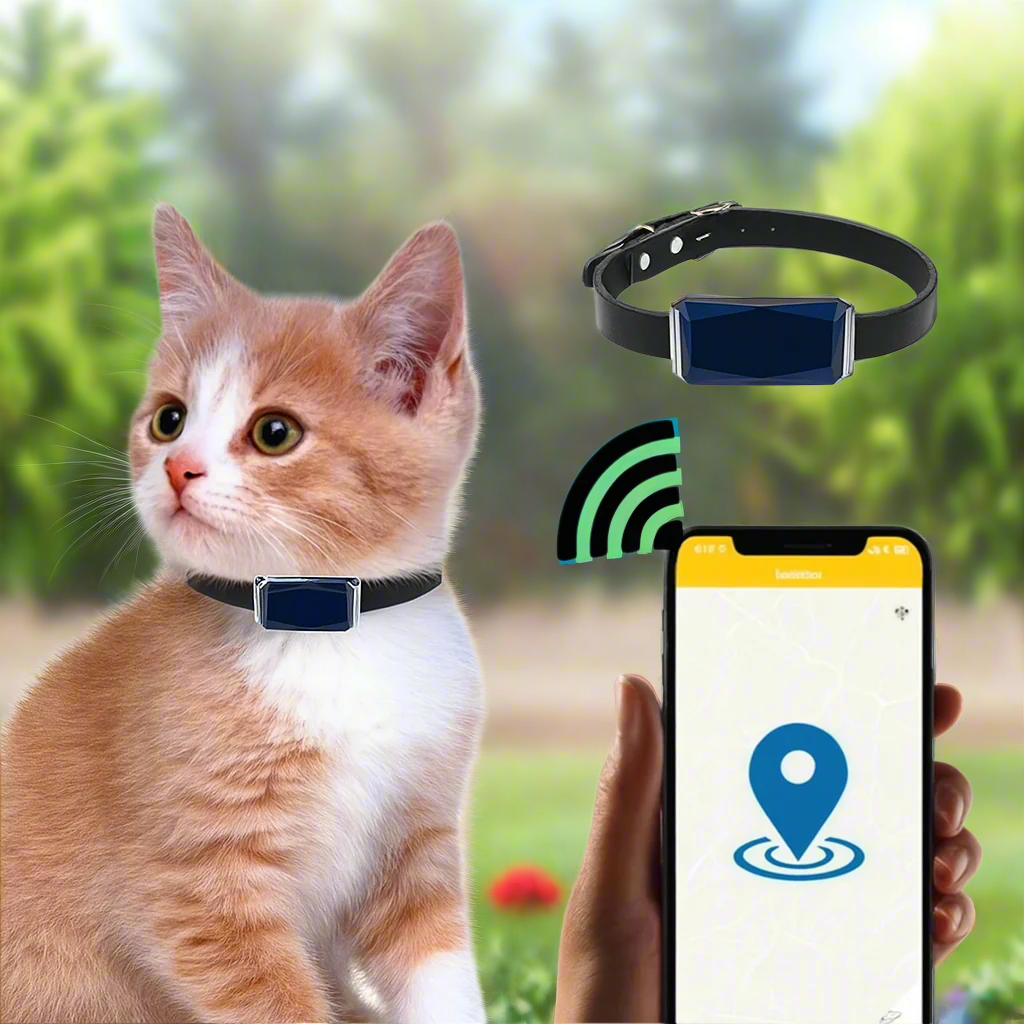 GPS Cat Collar with Real-Time Tracking – Lightweight Cat Tracker Collar Compatible with Mobile App