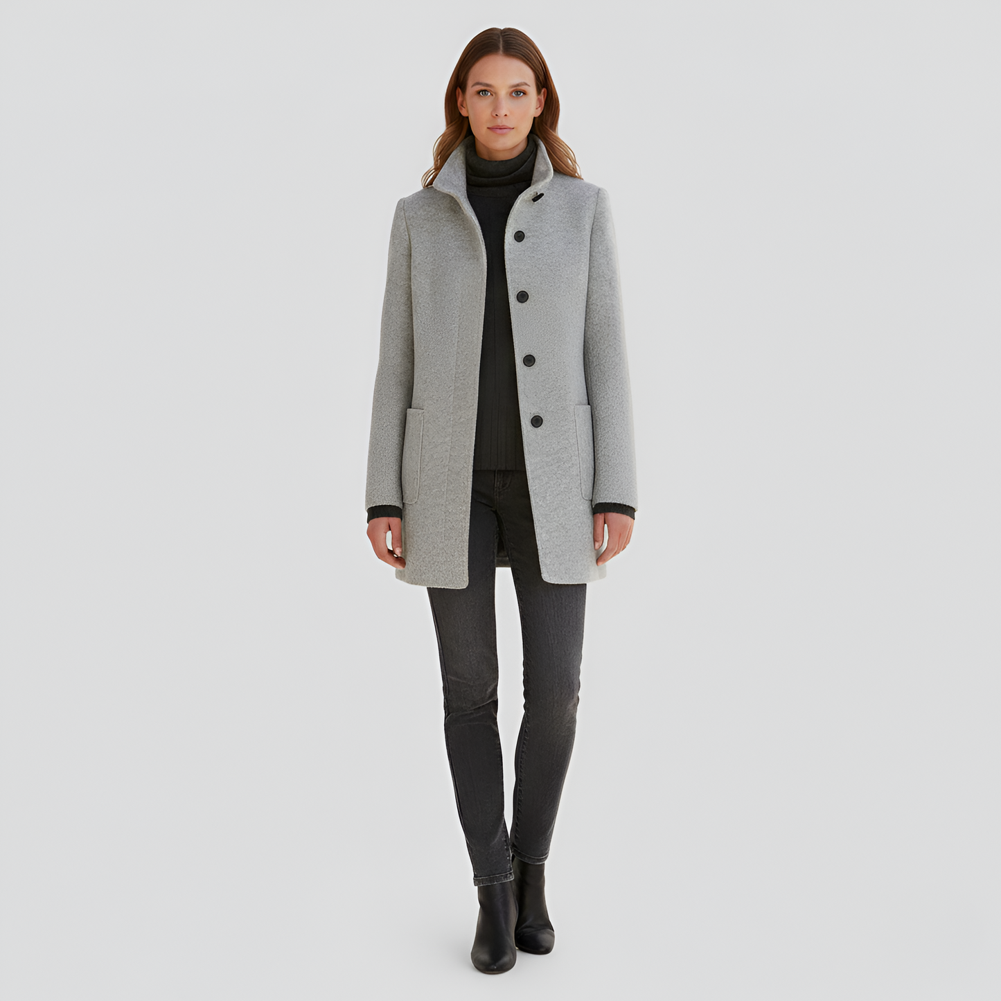 Women’s Wool-Blend Coat – Elegant Tailored Overcoat