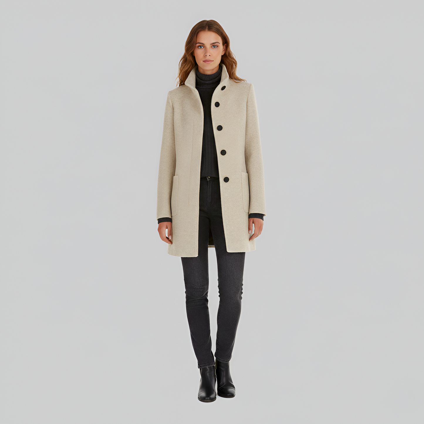 Women’s Wool-Blend Coat – Elegant Tailored Overcoat