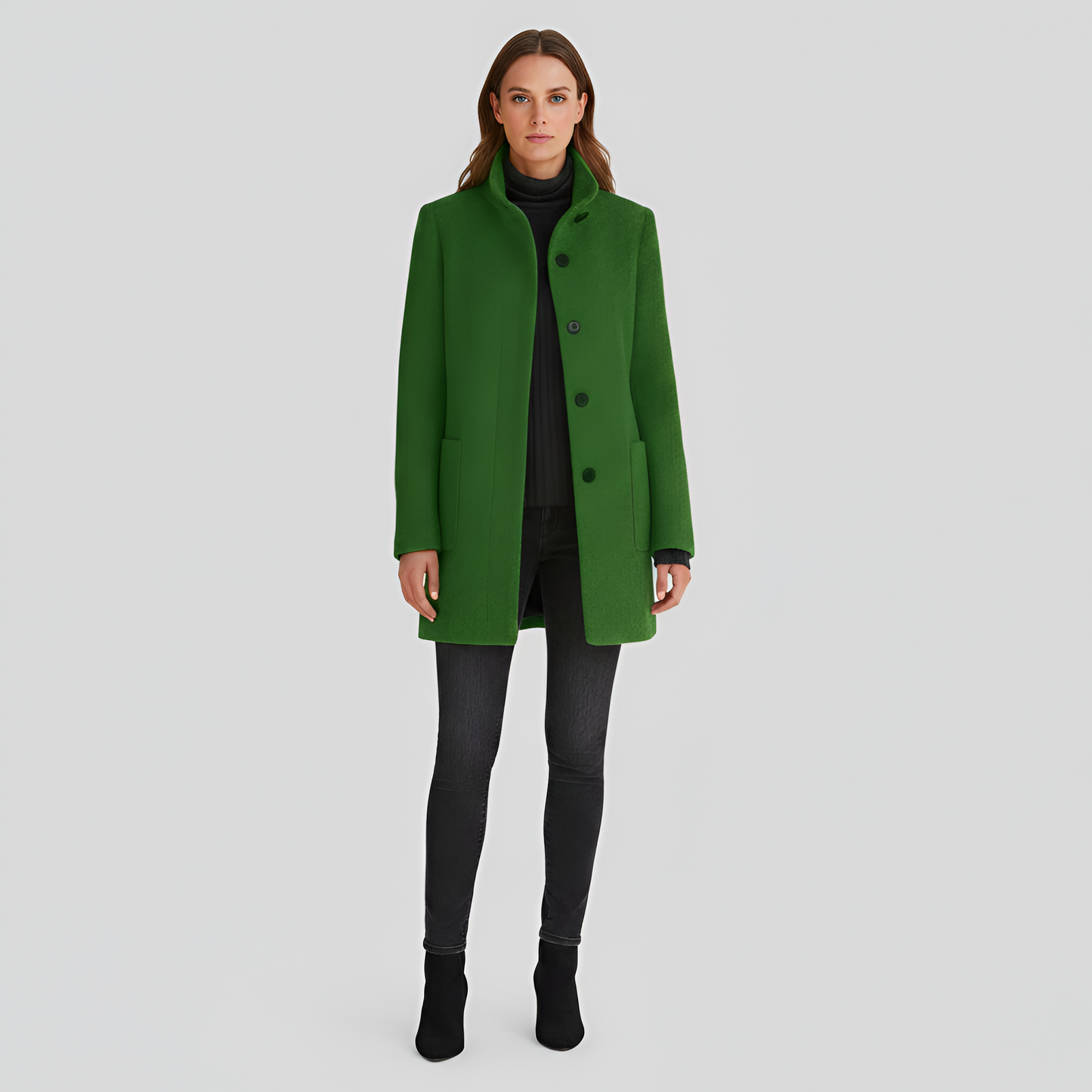 Women’s Wool-Blend Coat – Elegant Tailored Overcoat