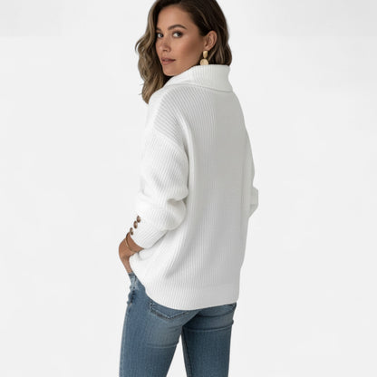 Women’s High-Neck Button Knit Sweater