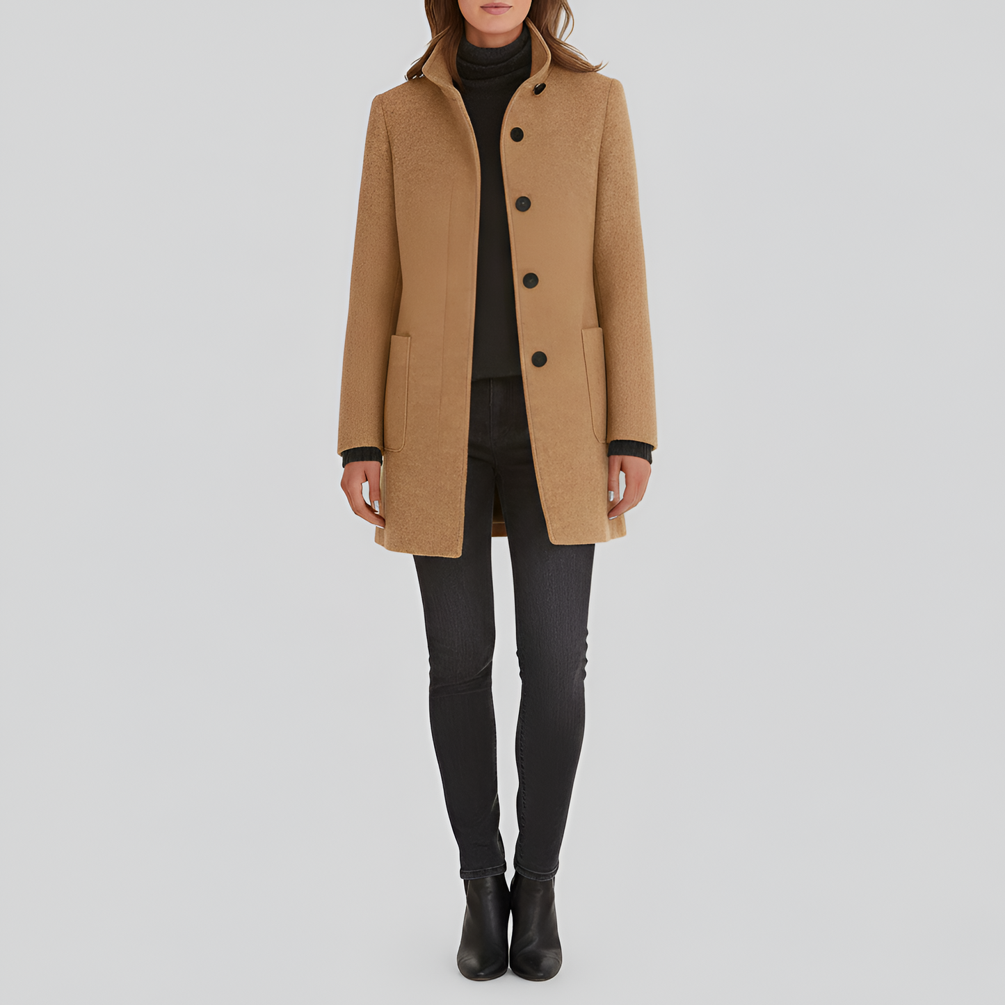 Women’s Wool-Blend Coat – Elegant Tailored Overcoat