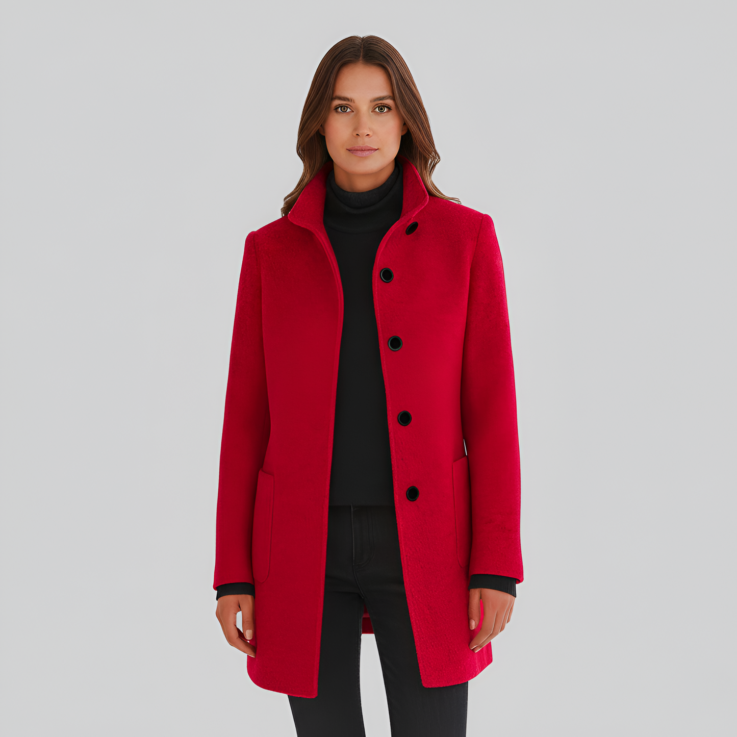 Women’s Wool-Blend Coat – Elegant Tailored Overcoat