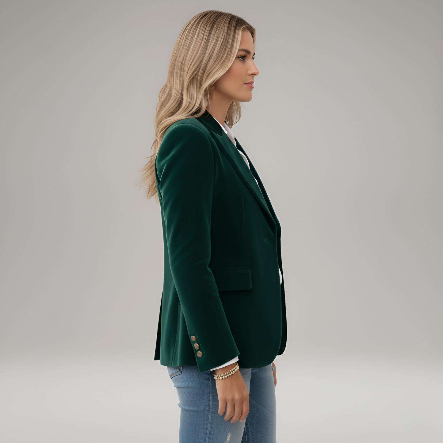 Women's Velvet Blazer – Elegant One-Button Tailored Jacket