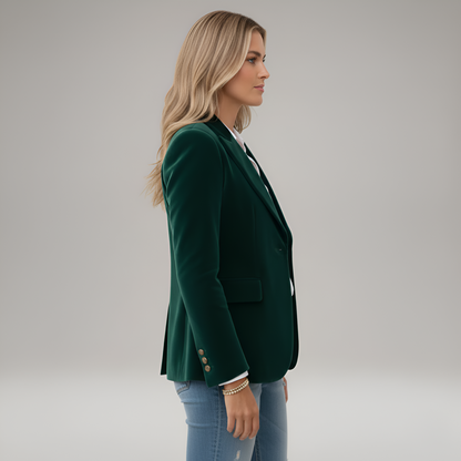 Women's Velvet Blazer – Elegant One-Button Tailored Jacket