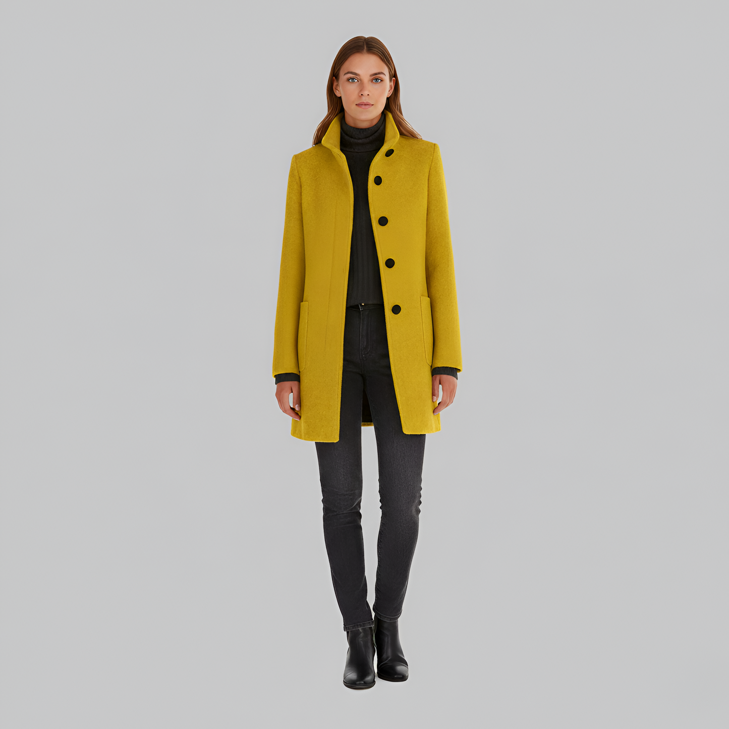 Women’s Wool-Blend Coat – Elegant Tailored Overcoat