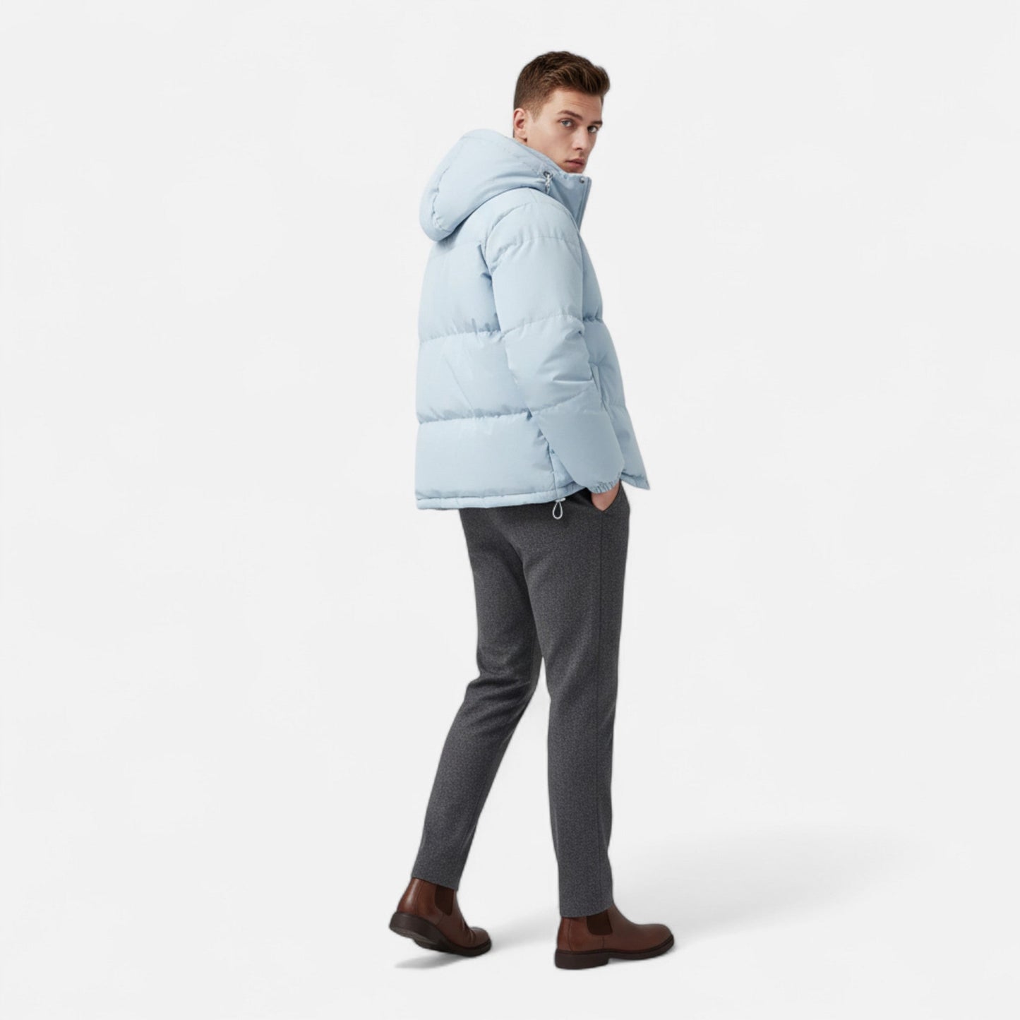 Men’s Puffer Jacket – Hooded Cotton Winter Elegance