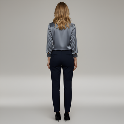 Elegant Women’s Satin Blouse – V-Neck Silky Dressy Top