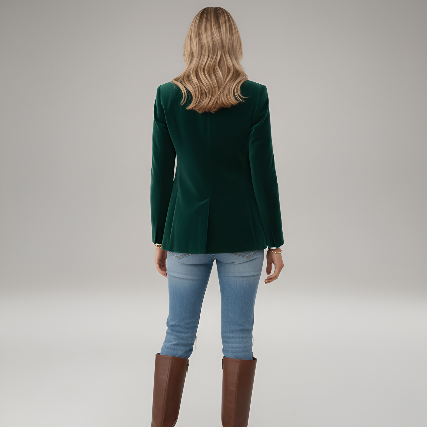Women's Velvet Blazer – Elegant One-Button Tailored Jacket