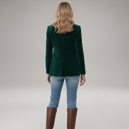 Women's Velvet Blazer – Elegant One-Button Tailored Jacket
