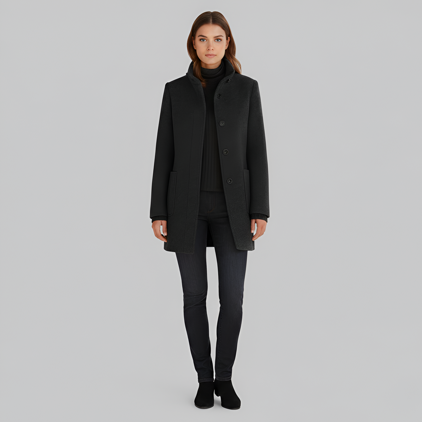 Women’s Wool-Blend Coat – Elegant Tailored Overcoat