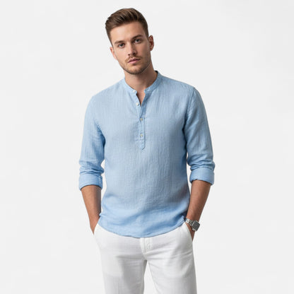 Men’s Linen Henley Shirt