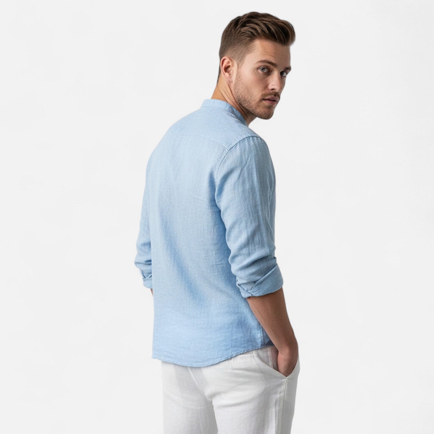 Men’s Linen Henley Shirt