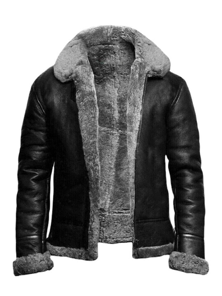 Men's Leather Jacket - Aviator Style