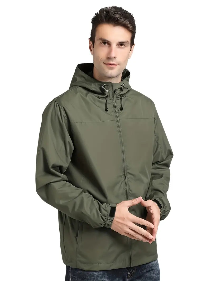 Men's Waterproof Lightweight Hooded Windbreaker
