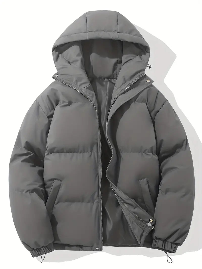 Men's Hooded  Puffer Jacket with Down Insulation