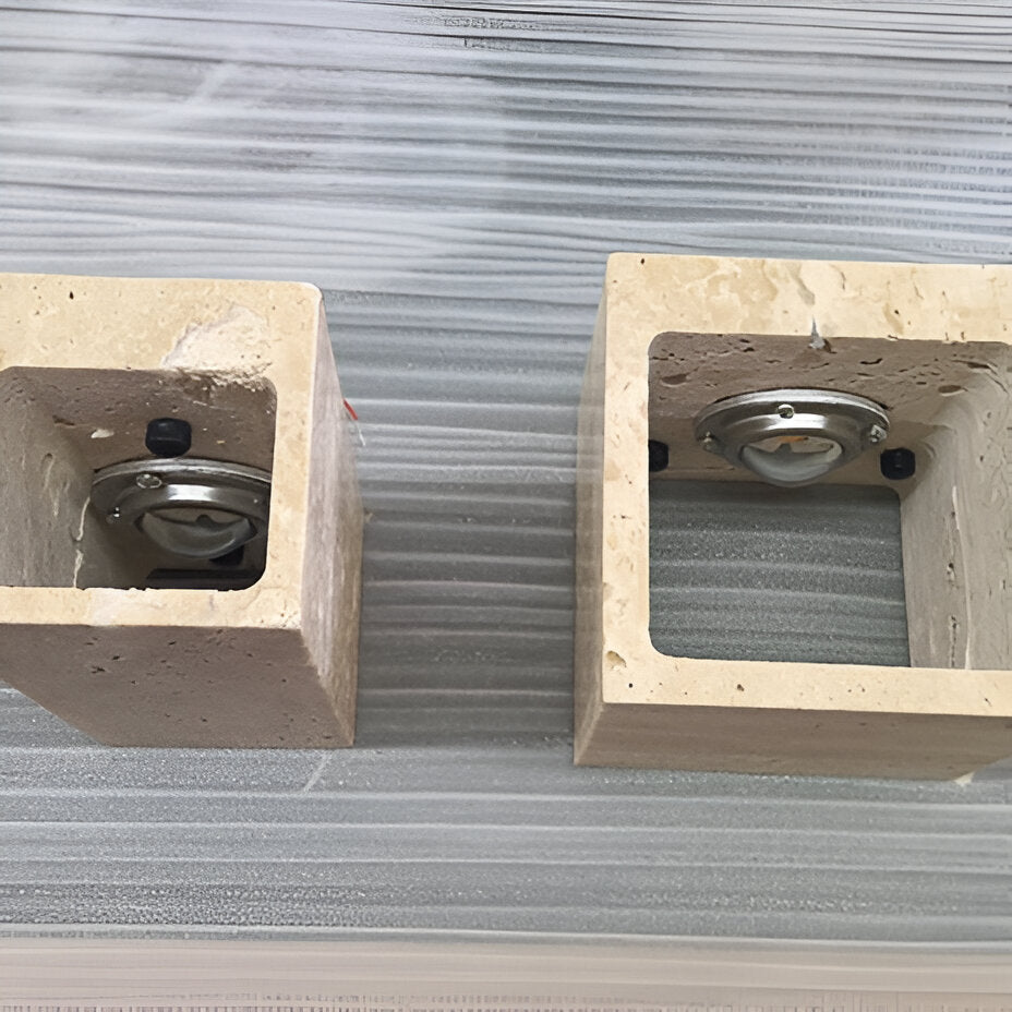 Minimalist Travertine Stone Square Outdoor Wall Light LED 1-Light