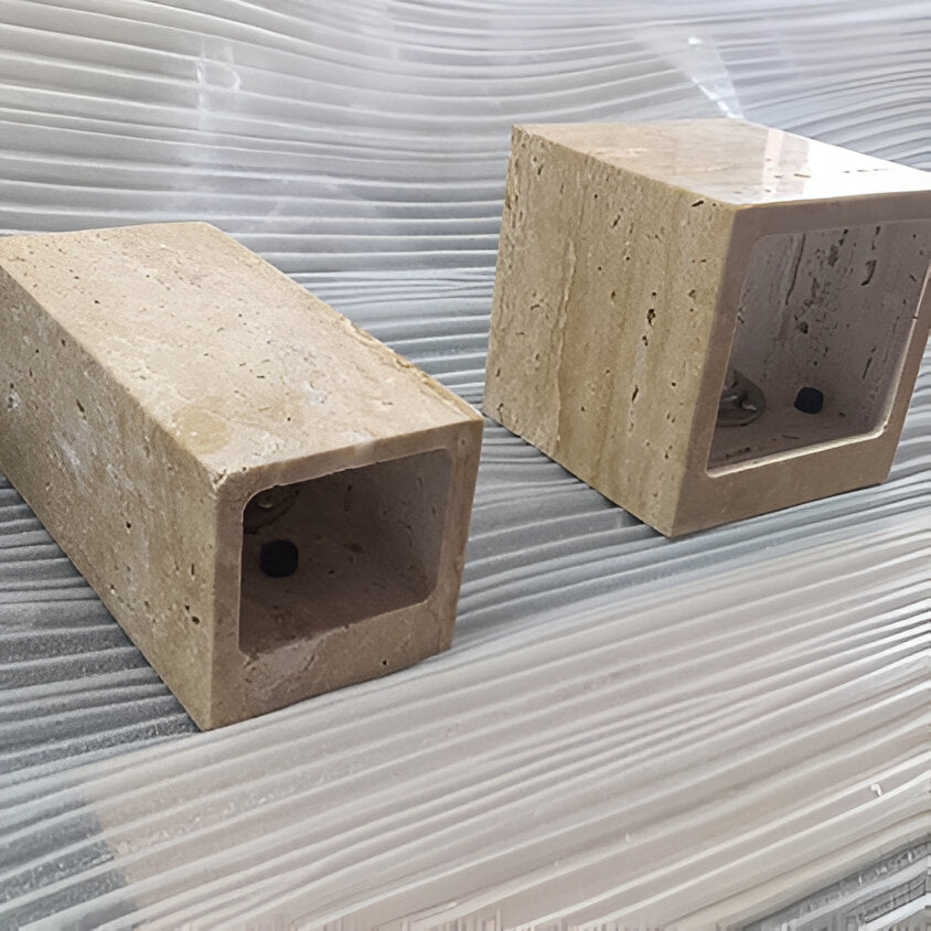 Minimalist Travertine Stone Square Outdoor Wall Light LED 1-Light