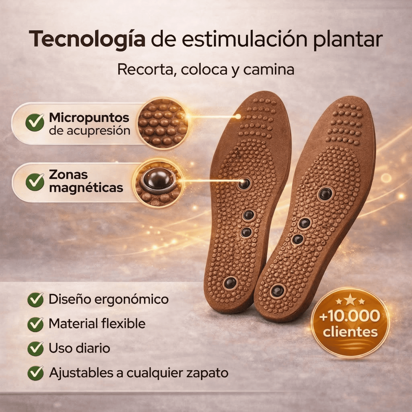 Plantillas de Reflexología FeetComfort™ para Piernas Hinchadas