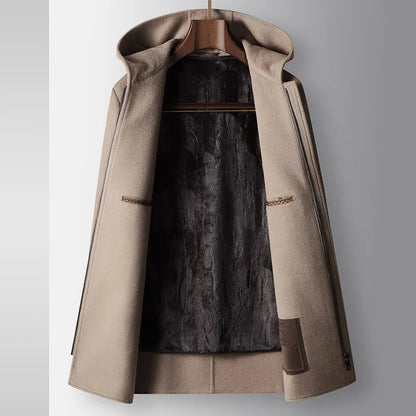 100% WOOLEN HOODED COAT