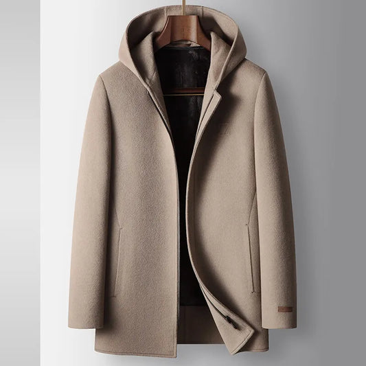 100% WOOLEN HOODED COAT
