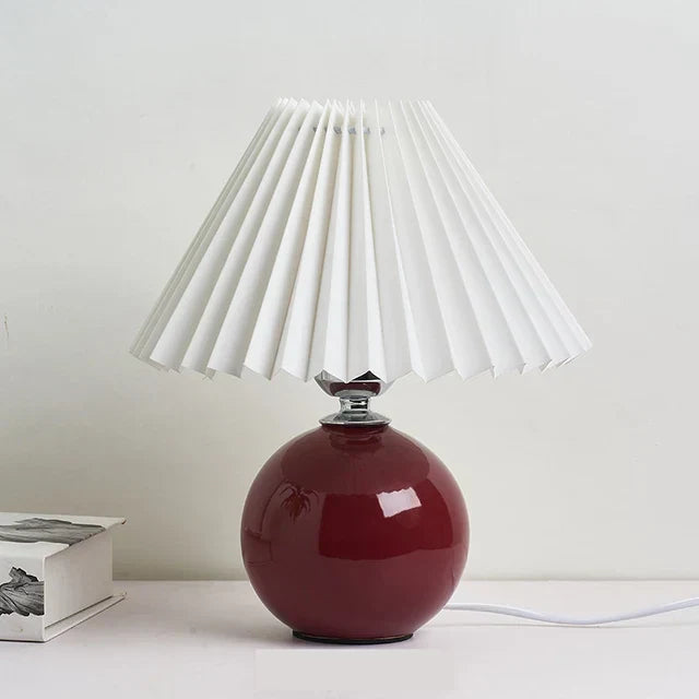 Luminous Heritage: Vintage Table Lamp with Pleated Shade – Elegant Antique Retro Nightstand Lighting Solutions