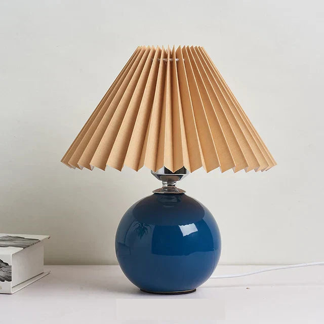 Luminous Heritage: Vintage Table Lamp with Pleated Shade – Elegant Antique Retro Nightstand Lighting Solutions