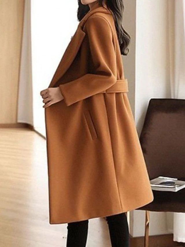 Women's Trench Coat Camel Size M Polyester