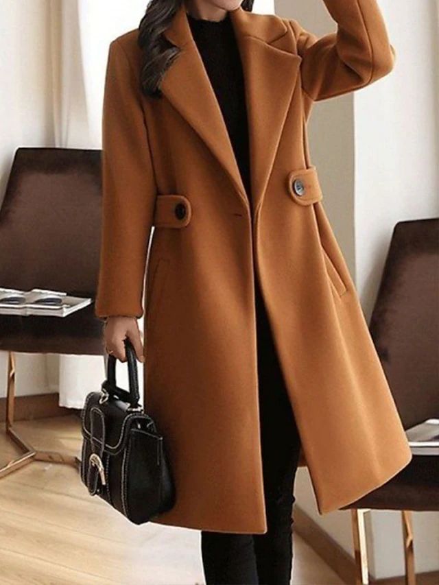 Women's Trench Coat Camel Size M Polyester