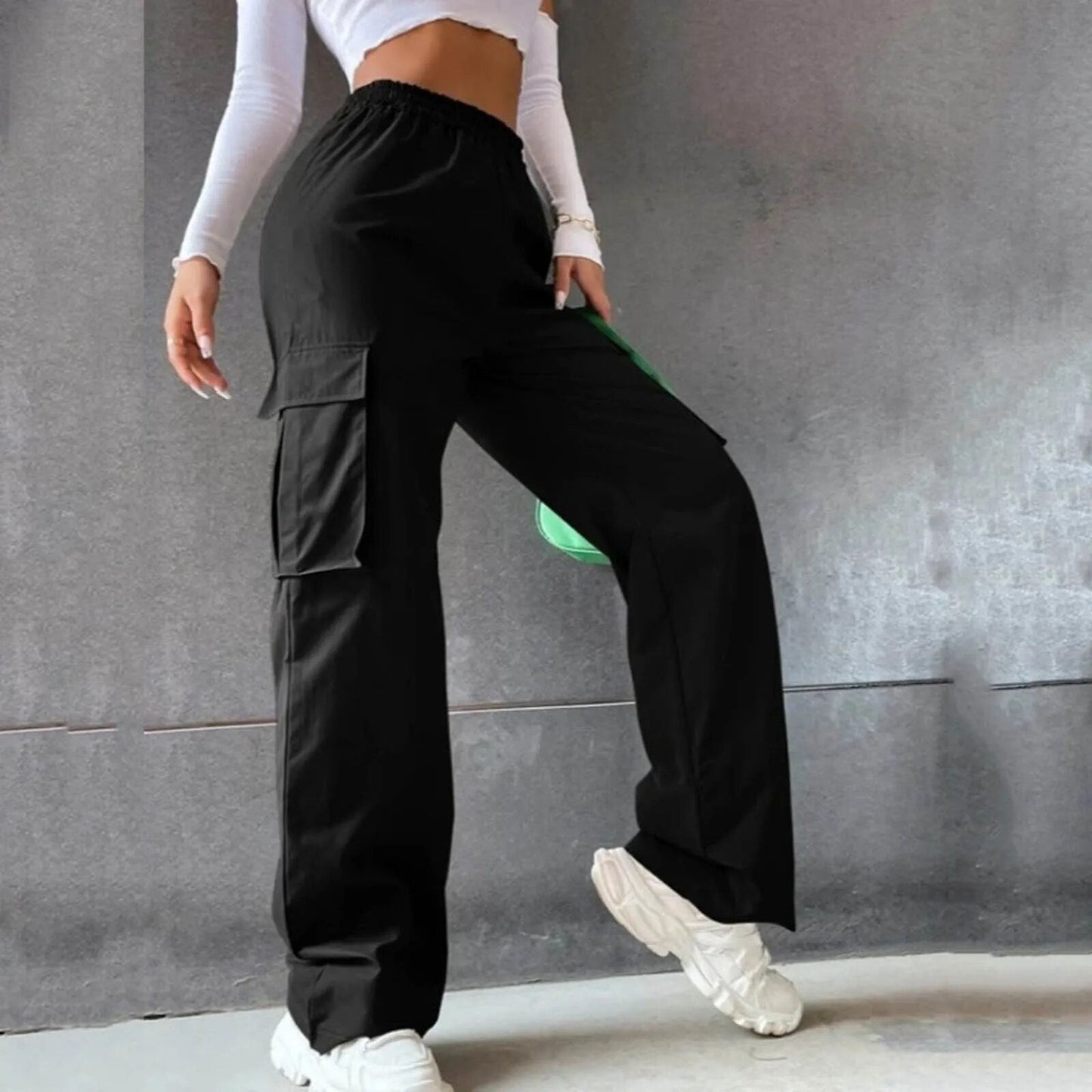 Women's Wide Leg Trousers - Cotton Blend