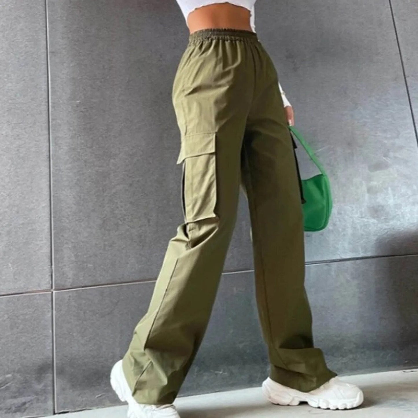 Women's Wide Leg Trousers - Cotton Blend