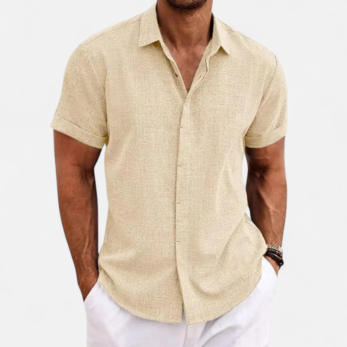 Men’s Cotton Linen Summer Shirt – Refined Ease, Coastal Sophistication