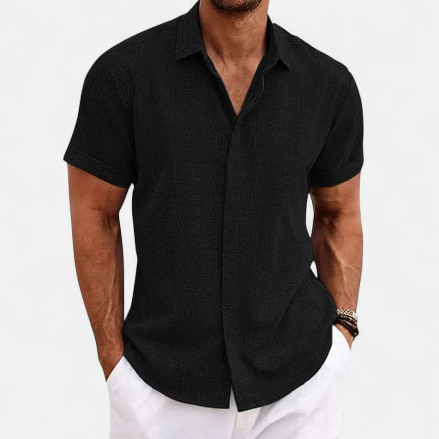 Men’s Cotton Linen Summer Shirt – Refined Ease, Coastal Sophistication