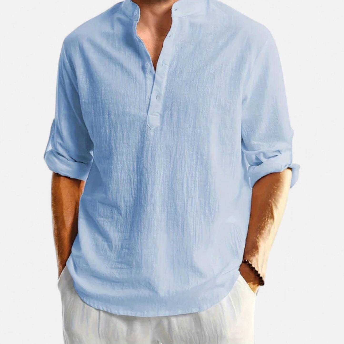 Men’s Linen Henley Shirt