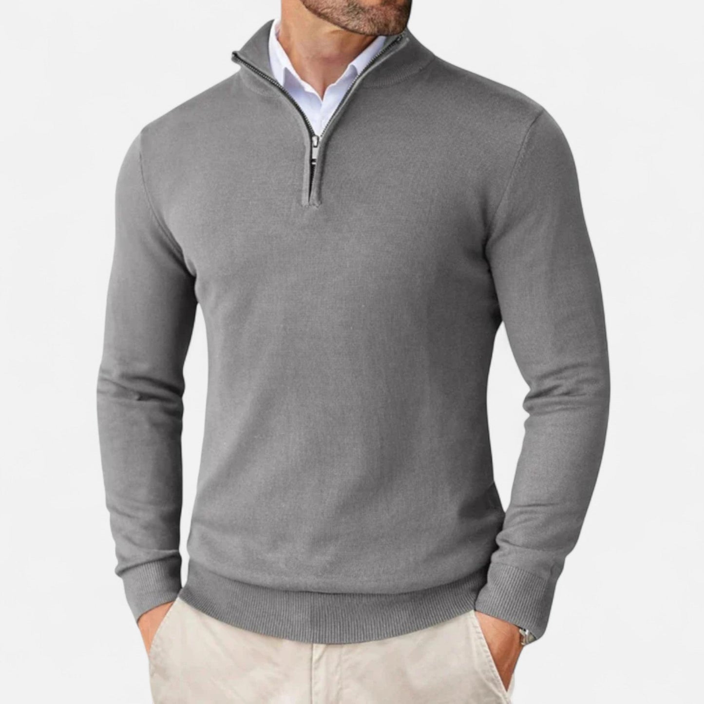 Men’s Sweater – Slim-Fit Quarter-Zip Elegance