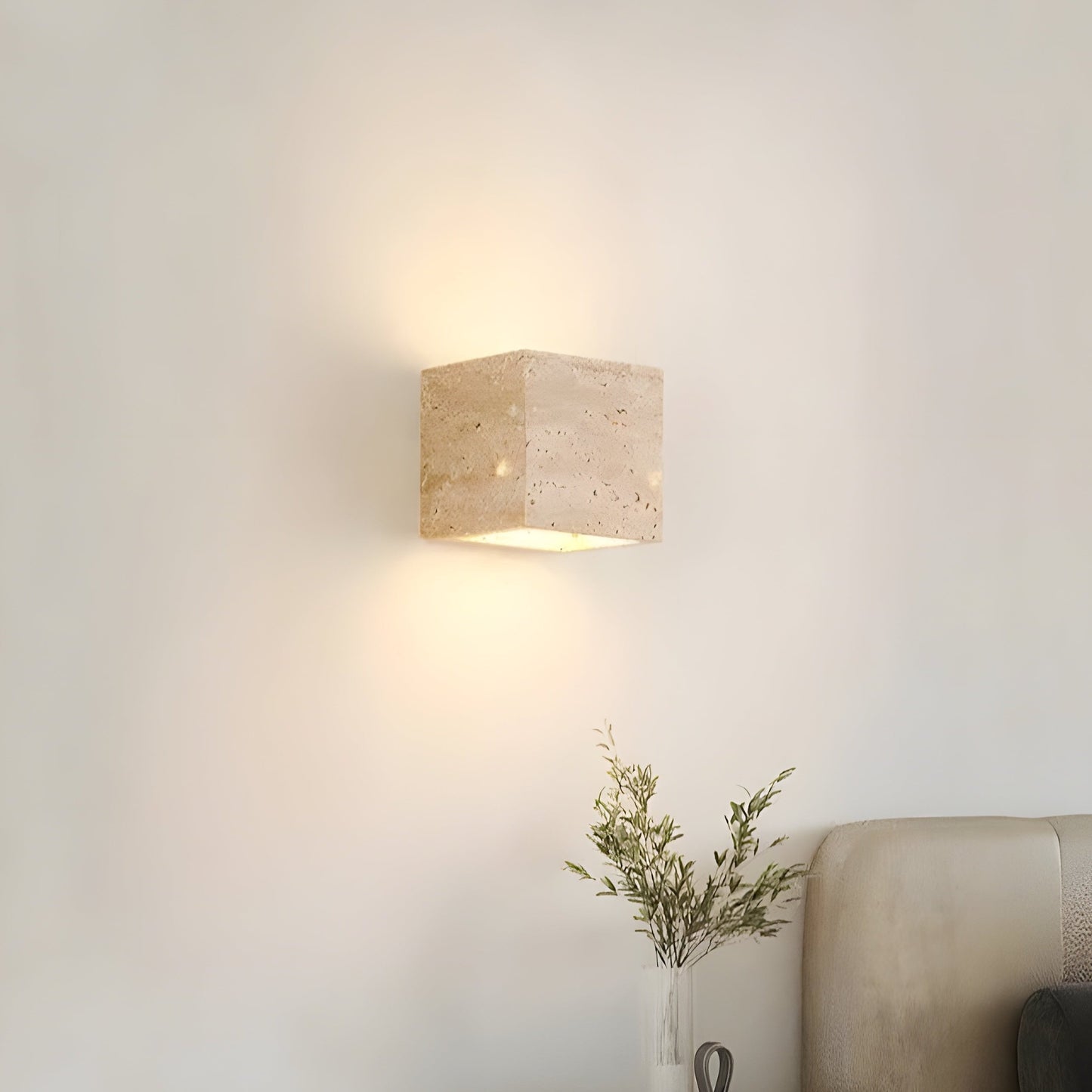 Minimalist Travertine Stone Square Outdoor Wall Light LED 1-Light