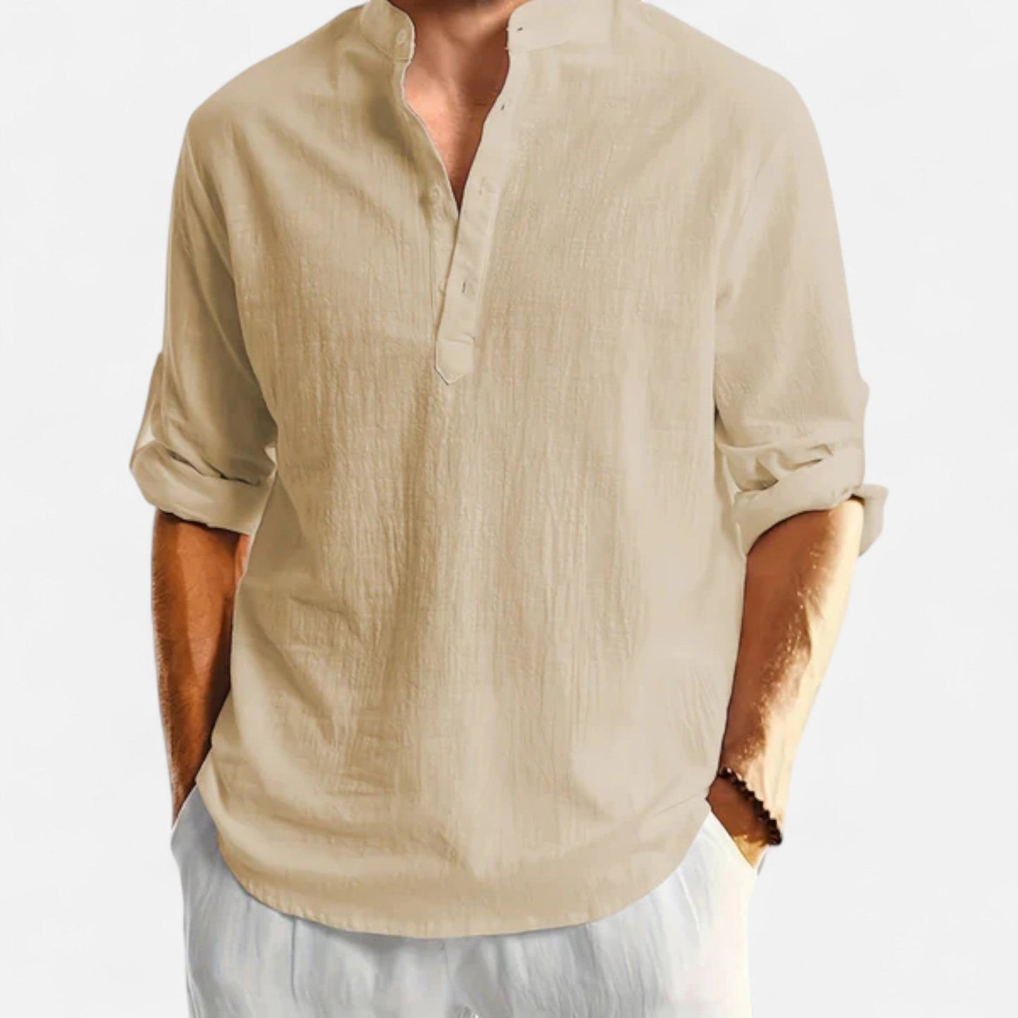 Men’s Linen Henley Shirt