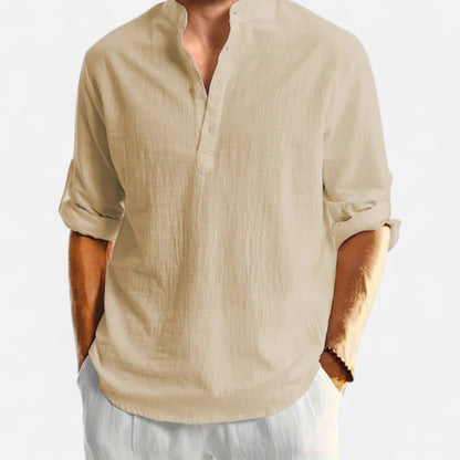 Men’s Linen Henley Shirt
