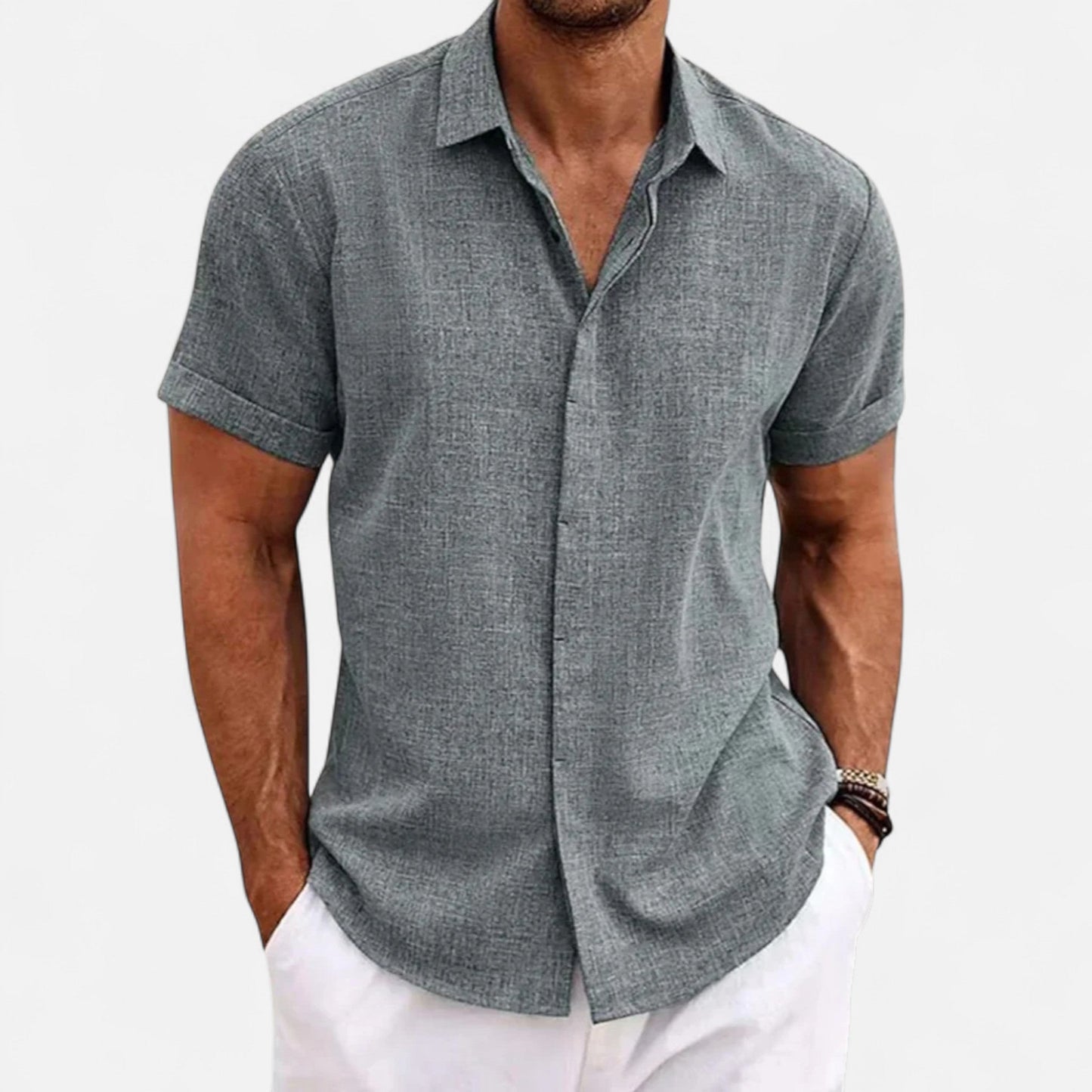 Men’s Cotton Linen Summer Shirt – Refined Ease, Coastal Sophistication