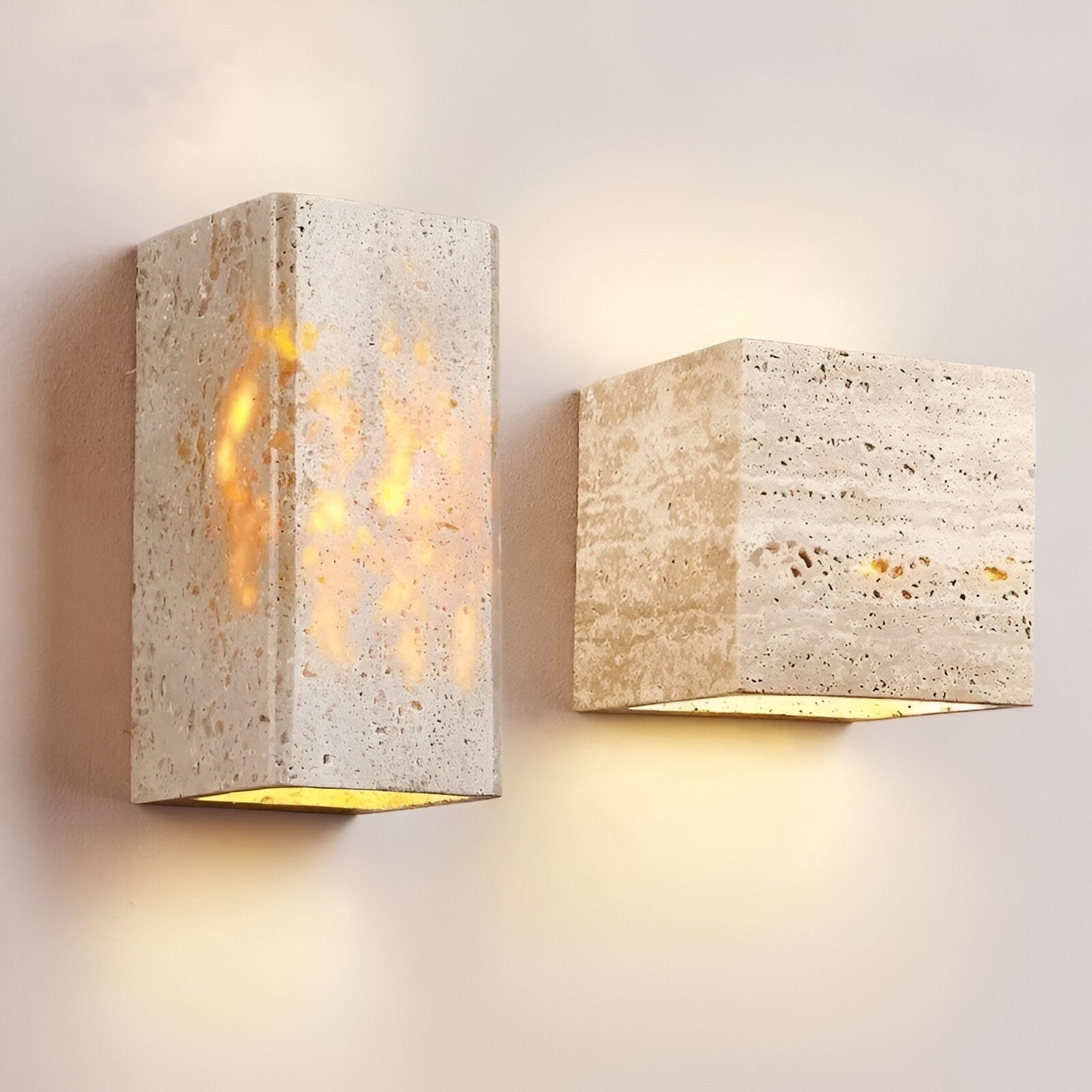 Minimalist Travertine Stone Square Outdoor Wall Light LED 1-Light